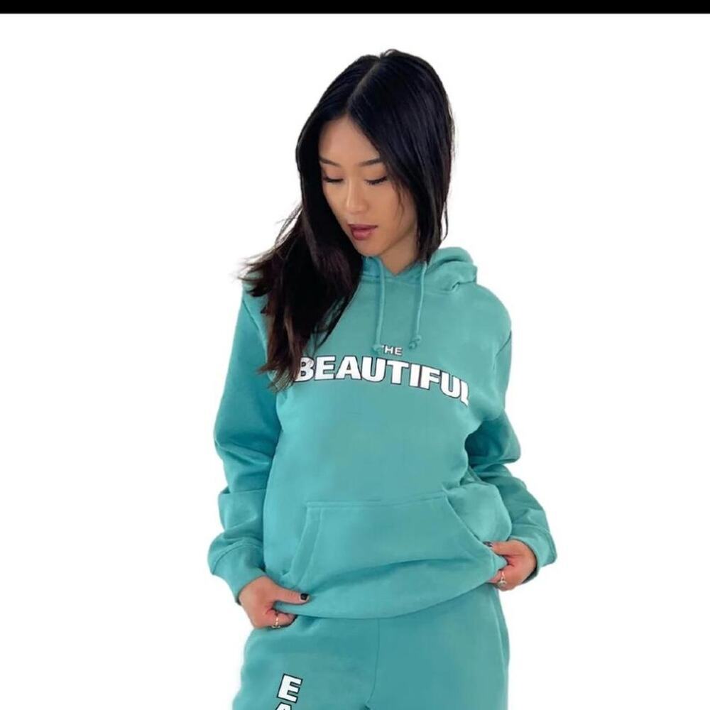 The Beautiful Earth Organic Sustainable Hoodie Teal Green Size M outdoors